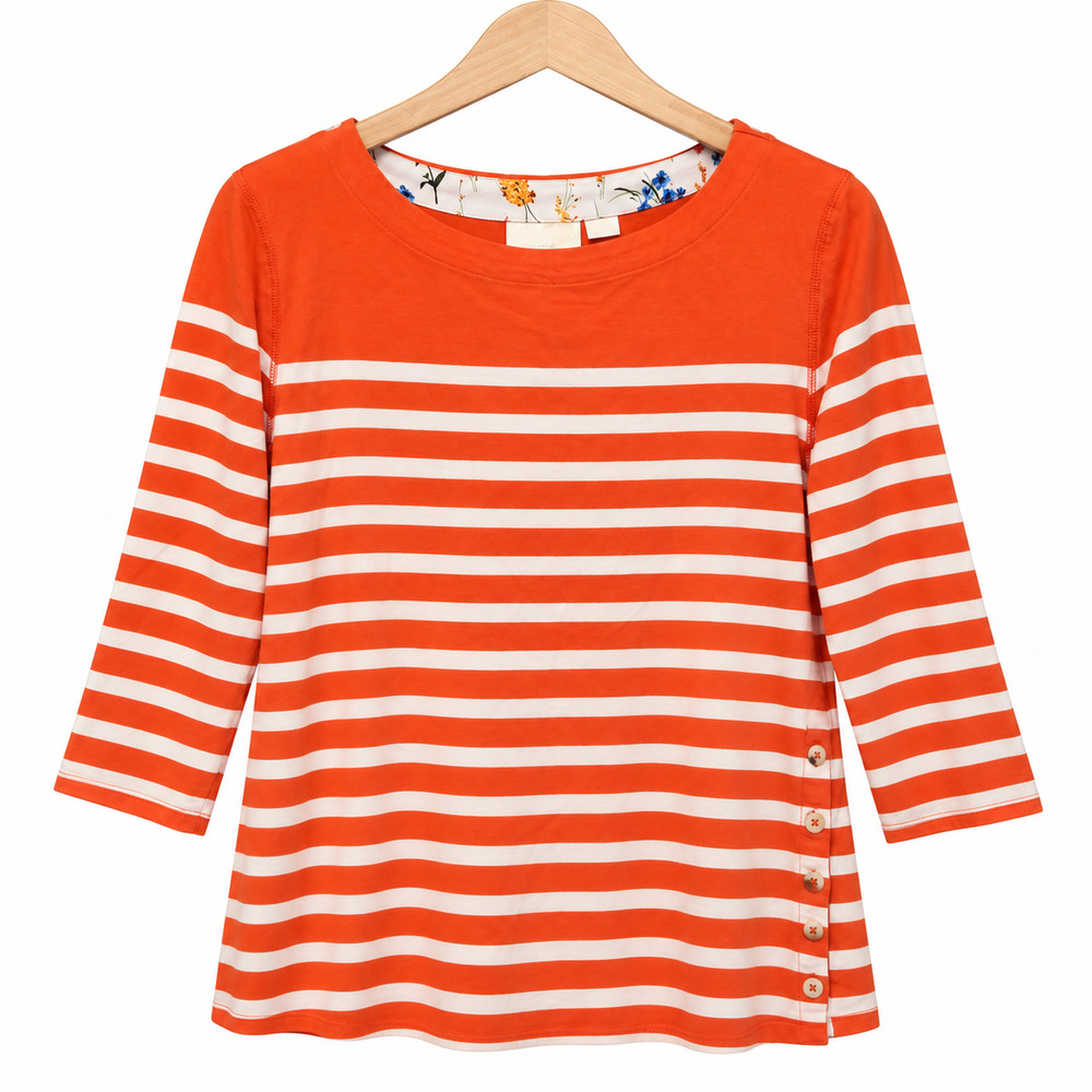 Maeve by Anthropologie Bonnie Stripe Top Womens XL Orange White Stripe Casual
